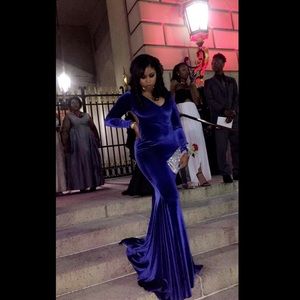 ROYAL BLUE VELVET PROM DRESS